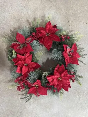 Zdjęcie produktu dla Künstlicher Türkranz Blumenkranz 20inch Rot