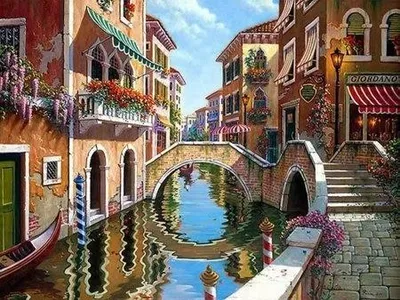 Obrázek produktu pro Diamantová mozaiková výšivka, Diamantový most v Benátkách, 40 x 30 cm