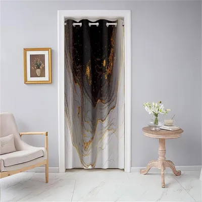 Obrázok produktu pre Záves na dvere, nepriehľadný, s okami, zatemňovací záves, 130x180 cm, tmavosivá farba