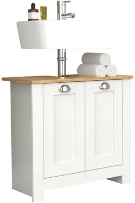 Immagine prodotto di Armadio lavabo in legno | Armadio bagno | Dimensioni: H. 58 x W. 65 x D. 30 cm | 2 porte girevoli - Balusa M