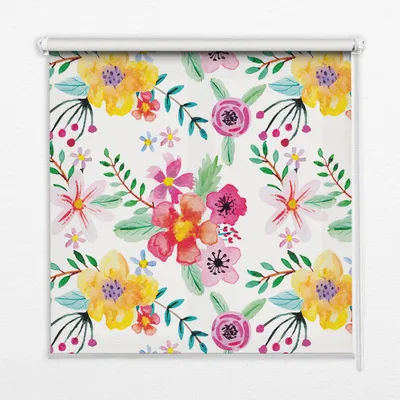 Produktbild von Seitenzug-Rollo Fensterrollo Jalousie - Lichtdurchlässig Springrollos - 90x140 cm - Gemalte Blumen