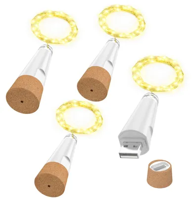 Obrázek produktu pro USB dobíjecí osvětlení na láhve vína s korkovou zátkou – LED dekorativní osvětlení pro oslavy
