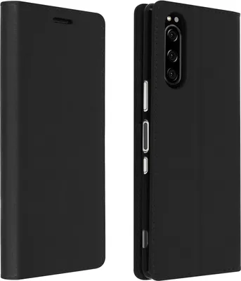 Obrázok produktu pre Avizar, kožená obalová puzdro s peňaženkou pre Sony Xperia 5, čierna farba