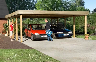 Produktbild von weka Doppelcarport 609 Gr. 2 mit Stahltrapezblechdach