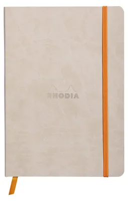 Produktbild von Rhodiarama flexibles Notizbuch A5 80 Blatt liniert beige 90g, mit Gummizugverschluss