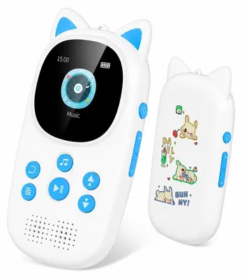 Produktbild von MP3 Player für Kinder – 32 GB Speicher, Bluetooth 5.0, FM Radio – Sprachrekorder, 80 Stunden Akku, inklusive Kopfhörer – in Blau