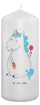 Produktbild von Mr. & Mrs. Panda Kerze Einhorn Baby 19 x 8 cm - Weiß - Geschenk, Erinnerungslicht, Erinnerungskerze, Wachskerze, Geburt, Stumpenkerze, Unicorn, Geburtstag, Mutter, Party