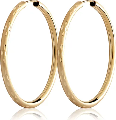 Produktbild von Paar 40mm Creolen 333 Gelb Gold 8 Karat Stärke 2,50mm Ohrringe mit Muster 3077