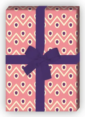 Produktbild von Ethno Geschenkpapier Set, Dekorpapier mit Zickzack Punkten, rosa - G8781, 32 x 48cm