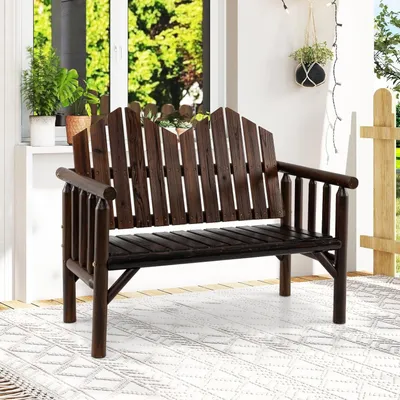 Immagine prodotto di Panca da giardino in legno - Panca da parco a due posti - Realizzata in legno massello di pino e abete - Schienale ergonomico