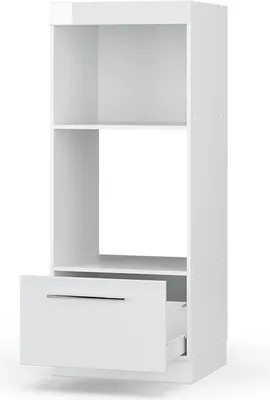 Zdjęcie produktu dla Szafka do mikrofalówki Vicco Fame-Line Biały wysoki połysk 60 cm otwarty, Model 38537
