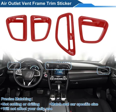 Image de Cadre De Couverture De Ventilation De Climatisation Pour Dodge Challenger 2015-2024 Console Centrale (Centre Avant Gauche Avant Droit) 1 Set rouge