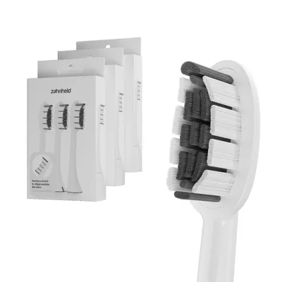Produktbild von Zahnheld Bürstenkopf Ersatzbürsten Basic Medium - ideal für Gero Schallzahnbürste, 9 Stück, Weiß, mittelharte Wechselköpfe, Schallzahnbürstenkopf