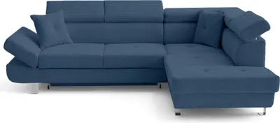 Produktbild von Best Möbel Lisbona - rechts 5 Plätze Schlaffunktion mit Kopfstützen aus Cordstoff , Blau