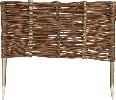 Produktbild von Weide Beeteinfassung in 16 Größen Weidenzaun Rasenkante Beetbegrenzung Steckzaun imprägniert mit Buchepflöcken für leichtes Einsetzen Palisade  Länge: 60 cm Höhe: 30 cm