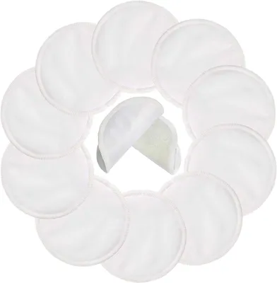 Imagen del producto de Compresas de algodón reutilizables para la lactancia, absorbentes, 10 unidades, diámetro de 12 cm, para usar durante la lactancia