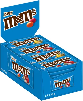 Produktbild von M&Ms Crispy Thekendisplay mit 24 Portionspackungen Milch Shoko 24x36g