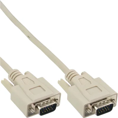 Produktbild von InLine VGA Kabel, 15pol HD Stecker / Stecker, 2m, 2 m, VGA (D-Sub), VGA (D-Sub), Beige, Gold, Stecker/Stecker