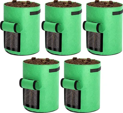 Produktbild von TolleTour 5x Pflanzsack Pflanzen Tasche Pflanzbeutel mit Fenster 38L