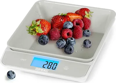 Produktbild von Duronic KS100 GY Küchenwaage - Digitale Lebensmittelwaage mit 700ml abnehmbarer Schüssel - Haushaltswaage für grammgenaues Wiegen bis 5kg - Sensor-Touch - Tara-Funktion - Digitalwaage zum Backen
