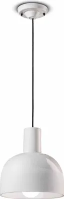 Produktbild von Hängeleuchte Keramik E27 D: 22,5 cm H: max. 146,5 cm Weiß rund Retro Design Keramikleuchte