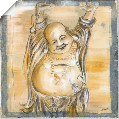 Produktbild von ARTland Poster Fröhlicher Buddha II Größe: 70x70 cm