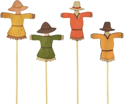 Produktbild von Blumenstecker Vogelscheuche Holzdeko Herbst Vintage Charme 8cm 12er Set, 12 Stück