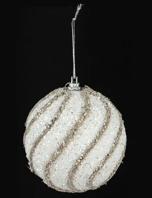 Image de Boule de Noël scintillante, décoration de Noël blanche et dorée, 8 cm - taille unique
