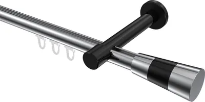 Produktbild von Interdeco Innenlaufstange / Gardinenstange mit Innenlauf Chrom / Schwarz, Typ Prestige Tanara (Konus Bicolor), 20 mm Ø 1-läufig, 100 cm