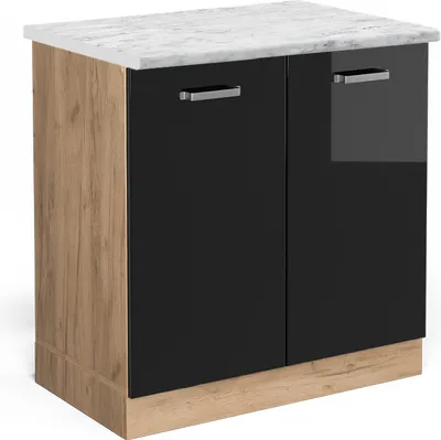 Obrázek produktu pro Skříňka pod dřez Vicco R-Line Černý vysoký lesk 80 cm PD Mramor, Model 46305