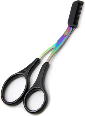 Produktbild von Augenbrauen-Trimmer-Schere aus Edelstahl mit Kamm, Haarpflege, Formrasierer, Wimpern, Haarspangen, Haarentferner, Make-up-Tools (schwarz)