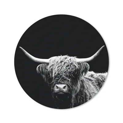 Produktbild von MuchoWow® Mauspad Mousepad Schottischer Highlander - Kuh - Schwarz - Weiß - Tiere 50x50 cm - Mousepads - Maus Mat - Pad - Mausunterlage - Vinyl