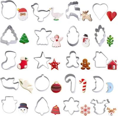 Produktbild von Weihnachts Ausstechformen Set 20 Stück Edelstahl Lebkuchenmann Baum Schneeflocke