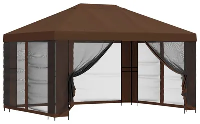 Image de Abri de jardin avec parois 4 × 3 m Marron Polyester et Acier