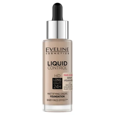 Obrázok produktu pre Eveline Cosmetics Liquid Control HD – make-up, dlhotrvajúci efekt, zmatňujúci efekt, Odtieň 025 Light Rose