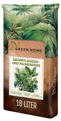 Produktbild von Green Home Grünpflanzen- & Palmenerde 18 L – für Palmen, Grün- & Zimmerpflanzen, Langzeitnährstoffe, Perlite, Kokosfasern, gute Drainage