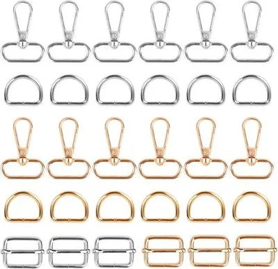 Produktbild von 30 Stück Gold Silber D-Ring abnehmbare Drehverschlüsse Schiebeverschlüsse für DIY Rucksack Tasche - Accessoires Riemen Halsbänder für Hunde