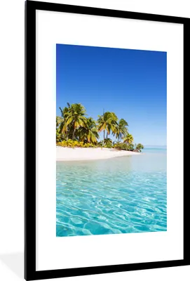 Produktbild von MuchoWow® MuchoWow® Gerahmtes Poster Meer - Insel - Palme 60x90 cm - Poster mit zchwarzem Bilderrahmen - Dekoration - Wandposter Wohnzimmer - Hochwertig