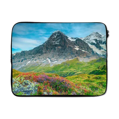 Produktbild von MuchoWow® Laptop Hülle 15 Zoll Blumen - Berge - Schnee - Landschaft Laptoptasche - Laptoptasche - Sleeve - Rundum-Schutz