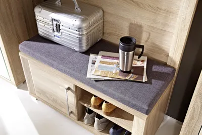 Produktbild von Sitzbank >Davenport< in Sonoma-Eiche hell aus MDF - 90x44x36cm (BxHxT)