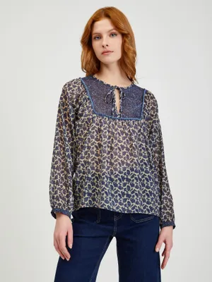 Produktbild von Orsay Dunkelblaue gemusterte Damenbluse DP-3547369__XS