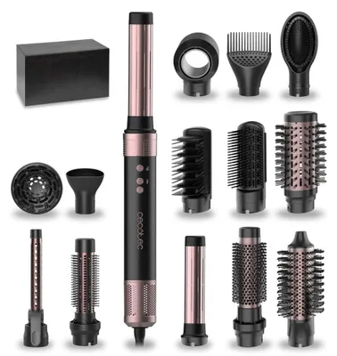 Produktbild von Lockenstab Warmluftbürste Haarstyler - 14 Aufsätze - 1400 W - Coanda - Schwarz