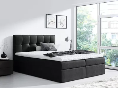 Obrázek produktu pro Jednoduchá postel REX 200x220, černá + TOPPER