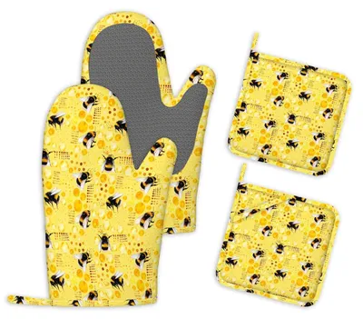Produktbild von Ofenhandschuhe und Topflappen 4er Set Hitzebeständig Silikon Küchenhandschuhe Koch Backen Grillen