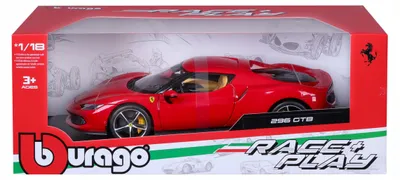 Zdjęcie produktu dla BBURAGO Ferrari 296 GTB 1:18, Model super pojazdu, Wstępnie zmontowany, 1:18, Ferrari 296 GTB, Każda płeć, Metal, Plastik