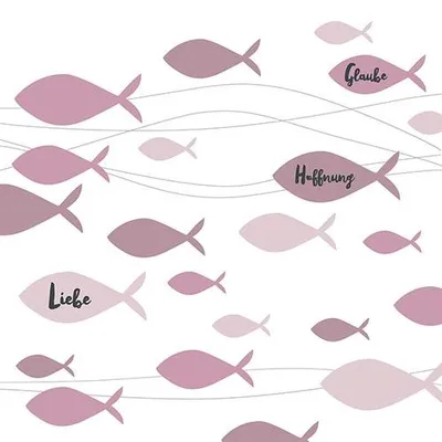 Produktbild von Servietten 33x33 cm - Communion fishes bordeaux