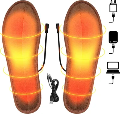 Image de Semelles chauffantes, chauffe-pieds USB, coussin chauffant lavable, chauffe-semelles, semelles chauffantes, chauffe-pieds, semelles thermiques, pour hommes et femmes, 50 % polyester, 41-42 (26 cm)