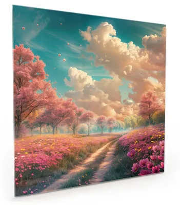 Produktbild von Küchenrückwand Spritzschutz Glas mit Motiv Blühender Weg 40 x 40 cm