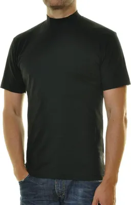Ragman T-Shirt kurzarm mit Stehkragen in schwarz