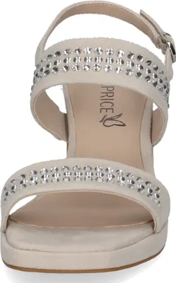 Produktbild von Caprice Damen Sandalette Glitzersteine Schnalle Leder Karreé 9-28315-42, Größe:36 EU, Farbe:Grau